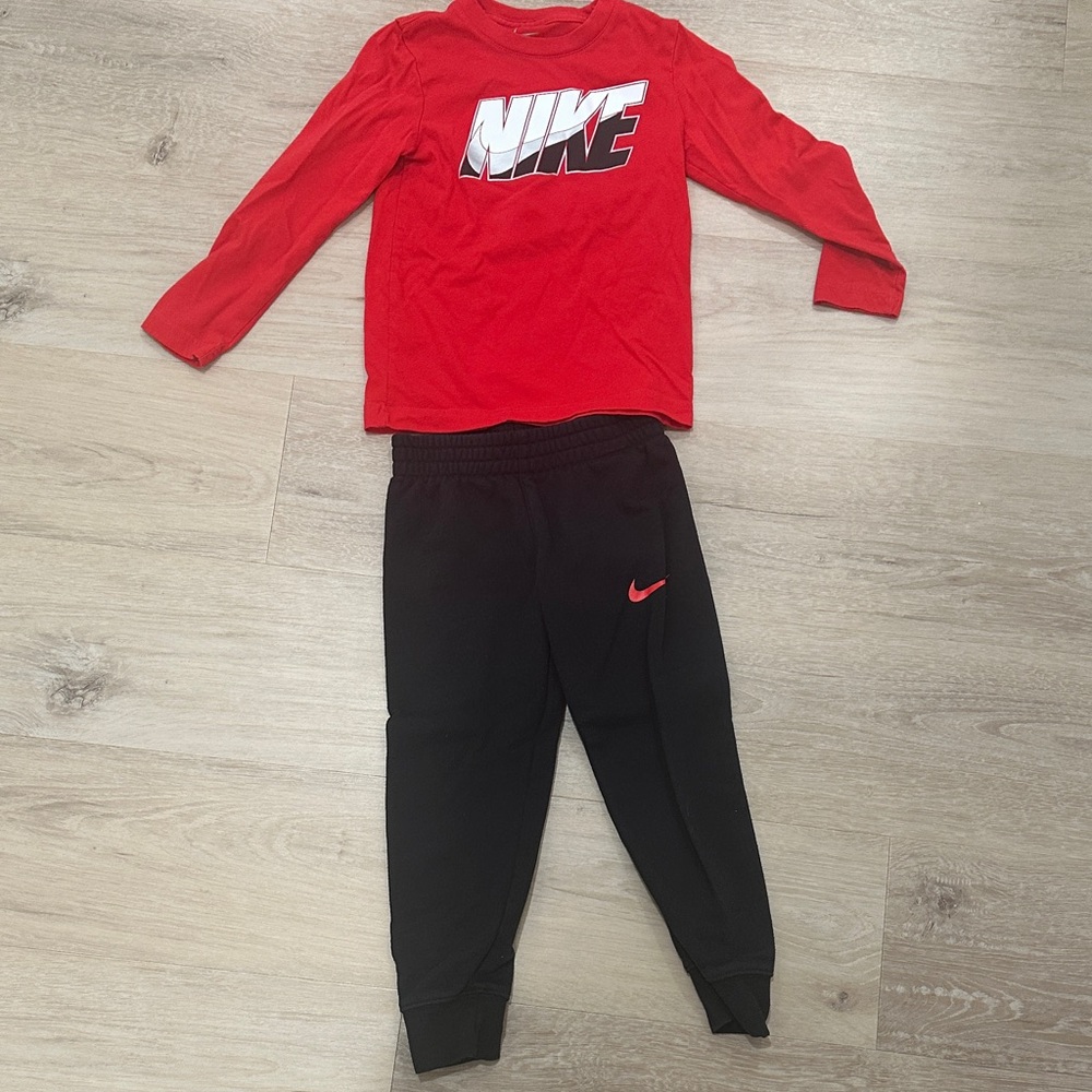 Nike Kids Black and Red Joggers